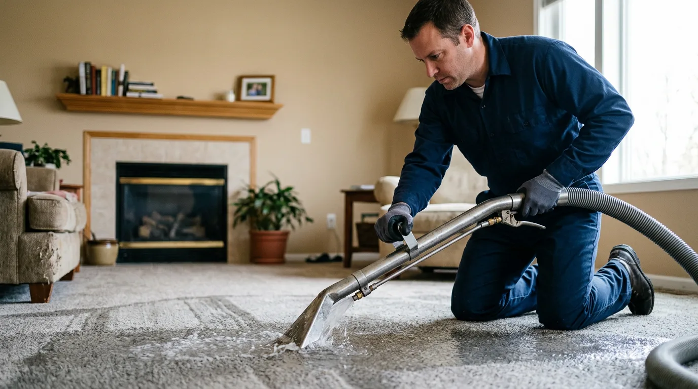 Water damage restoration technician working near Clarksville, IN